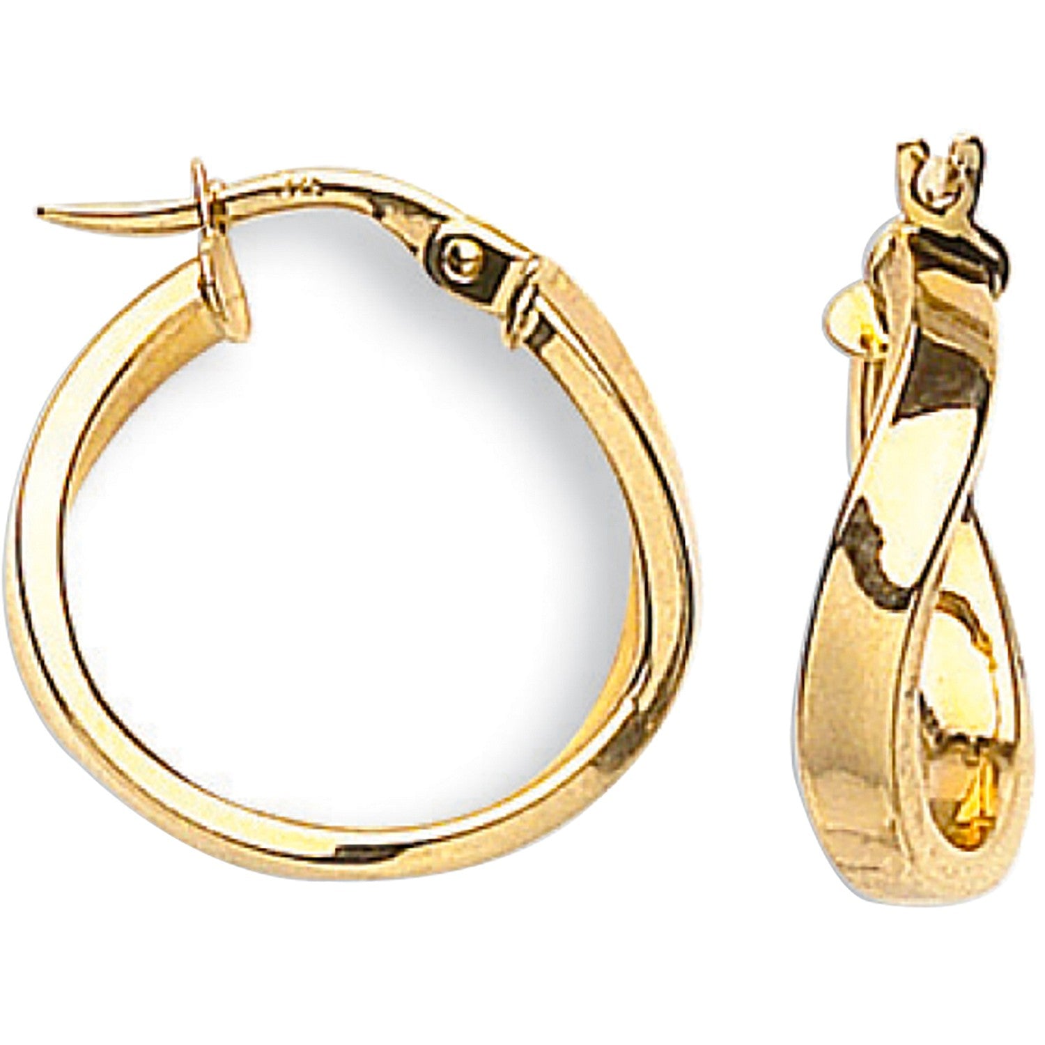 Solid 14K Yellow Gold Fancy Hoop Earrings TN10079